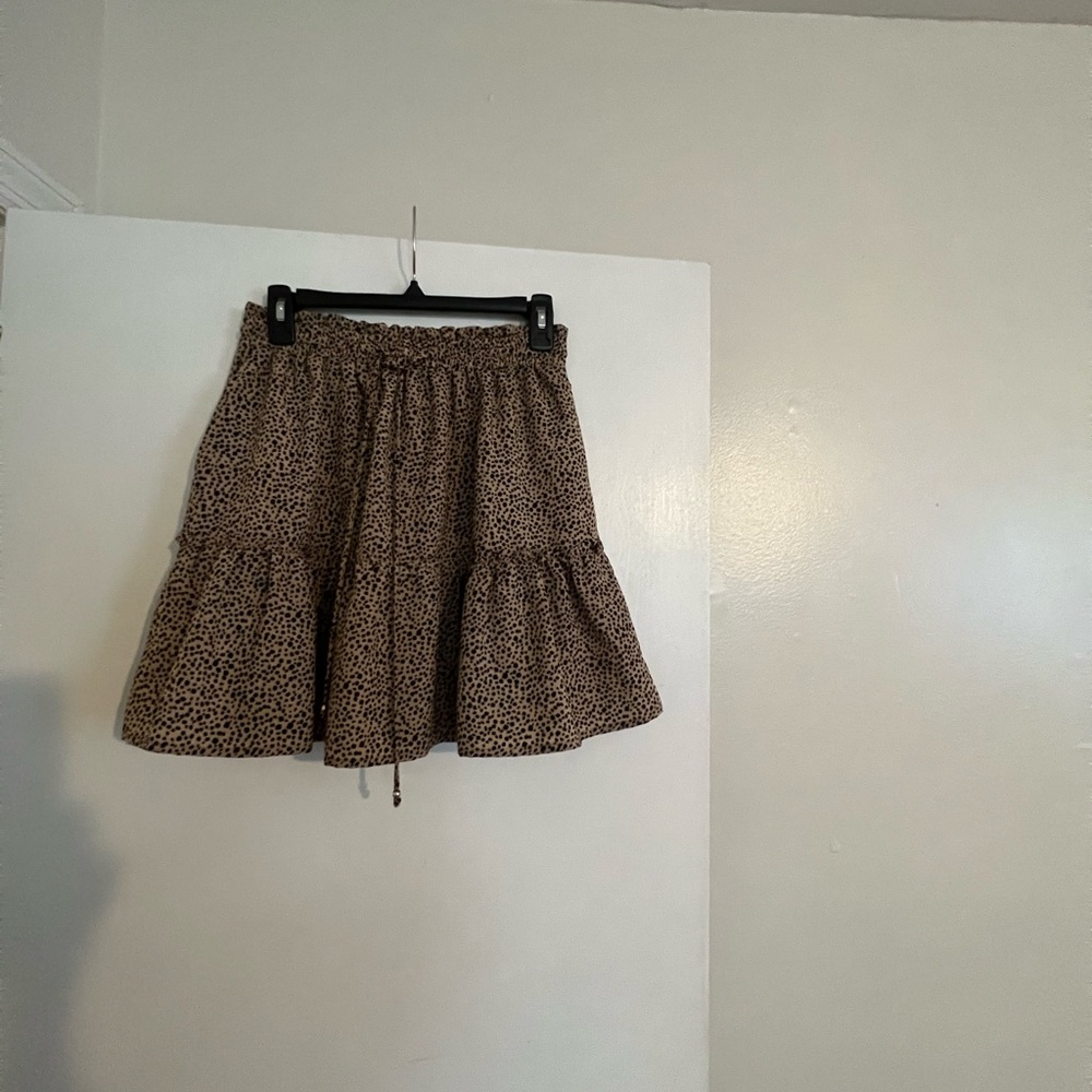 BURU Smocked Waste Mini Skirt Like New Animal Print M/L Like New